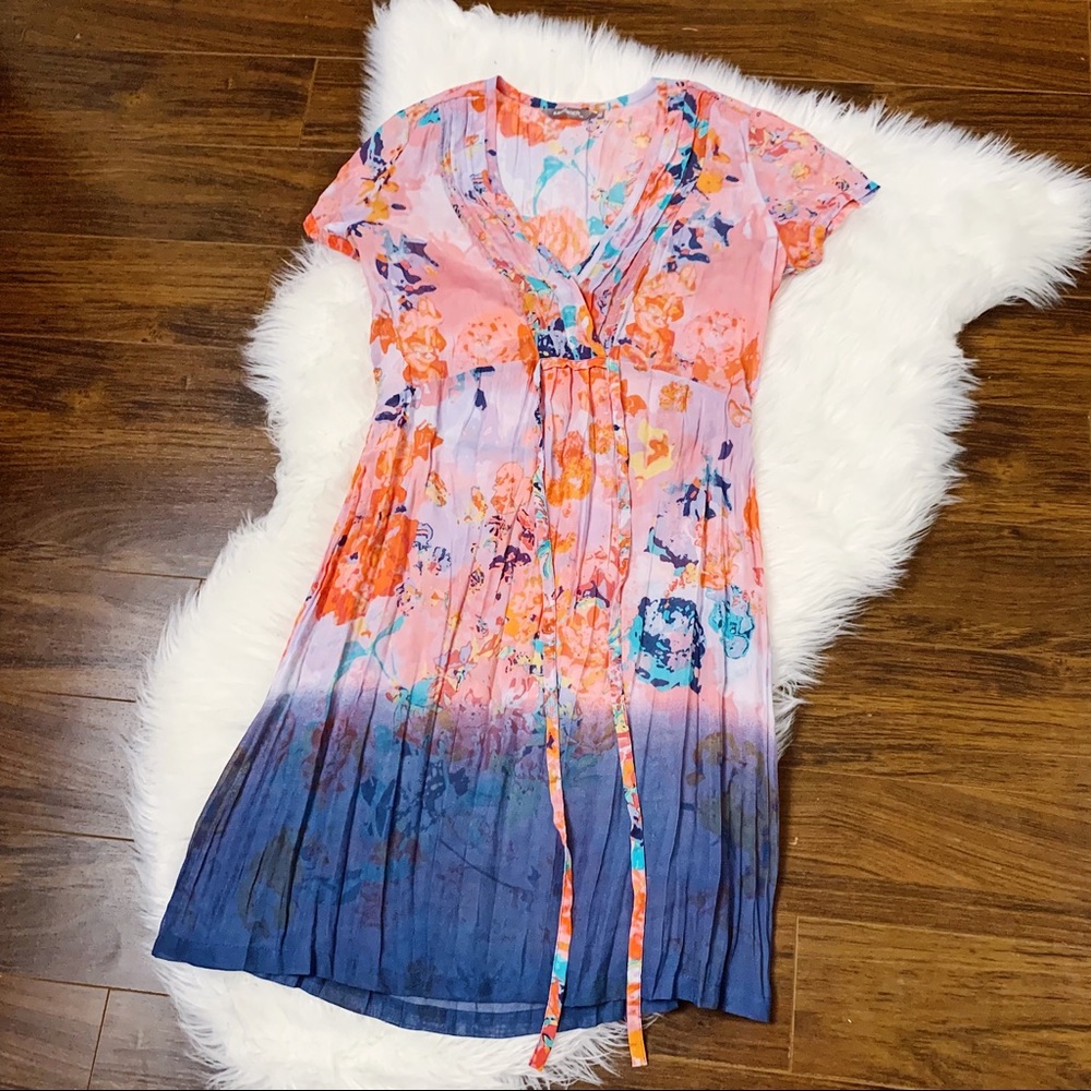 SANDWICH_ Floral Dress Ombré Pleated Size XS Pretty V-Neck Wedding